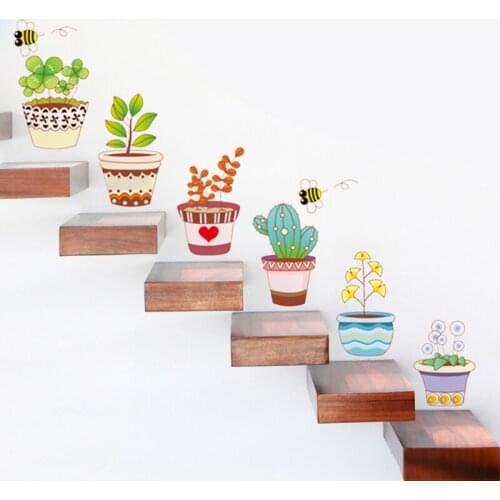 Kids Pastoral Bonsai Pot Flower plant sofa decoration window stickers decorative home decal living room poster decor