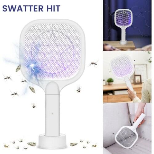Electric Mosquito Swatter With UV Lamp Base USB Charging Bug Zapper Summer Fly Swatter Trap Home Bug Insect Racket
