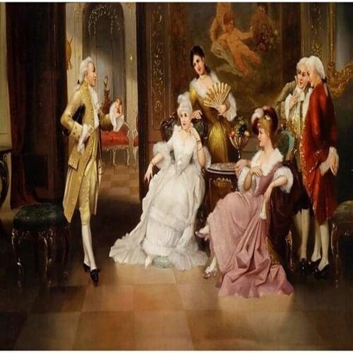 Custom mural European oil painting aristocratic palace ladies living room bedroom sofa TV background wallpaper mural