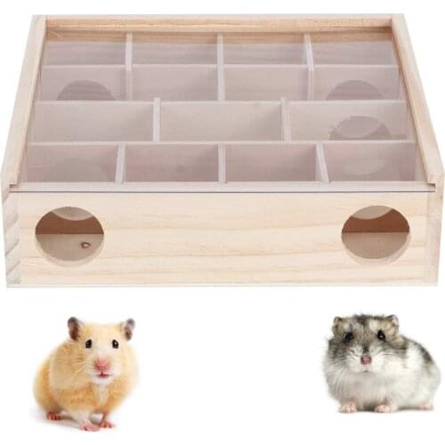 Interactive Intelligent Pet Toy Natural Wood Hamster Maze Tunnel Small Pet Interactive Intelligent Toy Labyrinth with Hamster