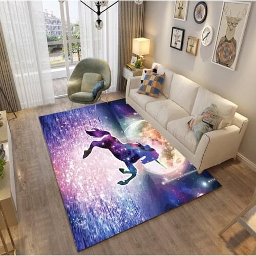 Cartoon Anime Unicorn Carpets for Living Room Bedroom Area Rugs Kids Play Crawl Floor Mat Soft Flannel Child Game Large Carpet