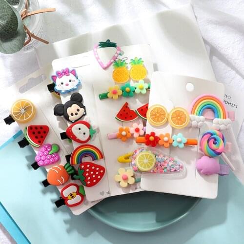6/10Pcs Set Hairpin Girl Cute Cartoon Fruit Hair Clips Hair accessories Children Cute Hairpin Hhair Hhoop Baby Hair accessories