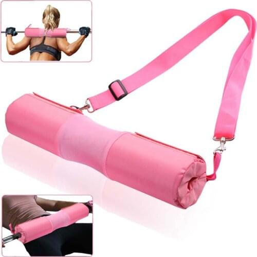 Pink Barbell Pad with Adjustable Strap Workout Foam Weightlifting Supports Squat Hip Bar Neck Pad Gym Fitness Training Protector