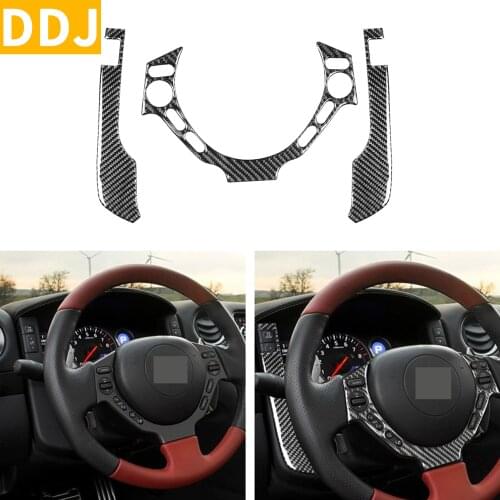 For Nissan GTR R35 2008-2016 Carbon Fiber Steering Wheel Switch Button Panel Sticker Speedometer Side Cover Trim Set Car Styling