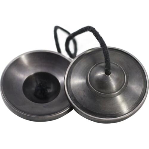 7.7cm Medium Bronze Nepal Handmade Singing Yoga Bell Buddhism Wholesale Touching Percussion Instrument Pure Copper Double Chime