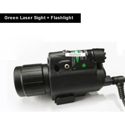 M6 Hunting Optics Tactical LED Flashlight Green Laser Combo Handgun Sight 200 Lumens Weapon Light For Rifle Fits 20mm Rail