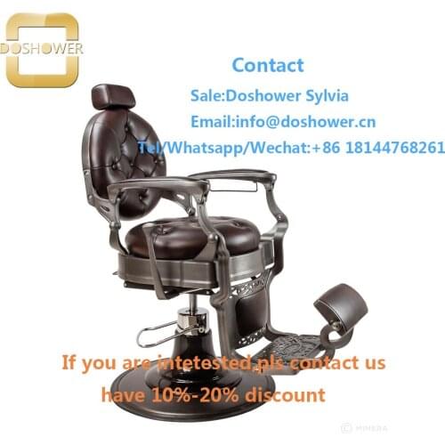 Barber chair color brown with barber chair pump for classic barber chair