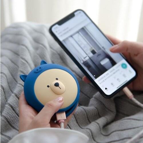 Portable Mini Cute Bear Handwarmer Winter Heater Hand Warmer USB 5000mAh Mobile Power Charging Handy Warming Warm Baby Heater