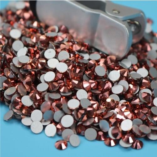 Size s30 Rose gold Glitter Rhinestones Non Hot Fix FlatBack Strass Sewing & Fabric Garment Rhinestone Nail Art Stone