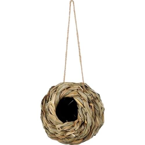 Spherical Birds Nest Bird Cage Natural Grass Egg Cage Bird House Outdoor Decorative Weaved Hanging Parrot Nest Houses Pet Room