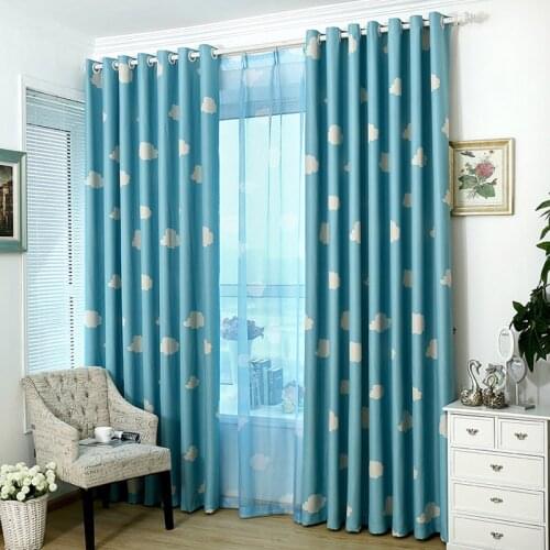 Blue Sky White Cloud Print Curtains for Kids Bedroom Tents Children Boys Girls Shading Cartoon Nursery Window Rideaux P125C