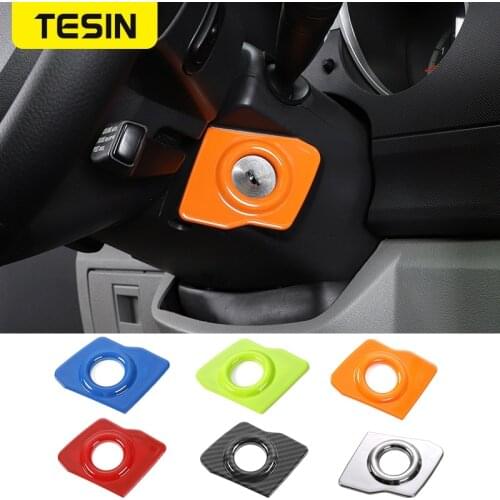TESIN ABS Car Engine Start Stop Button Switch Decoration Cover Stickers Accessories For Dodge Nitro For Jeep Liberty 2007-2012