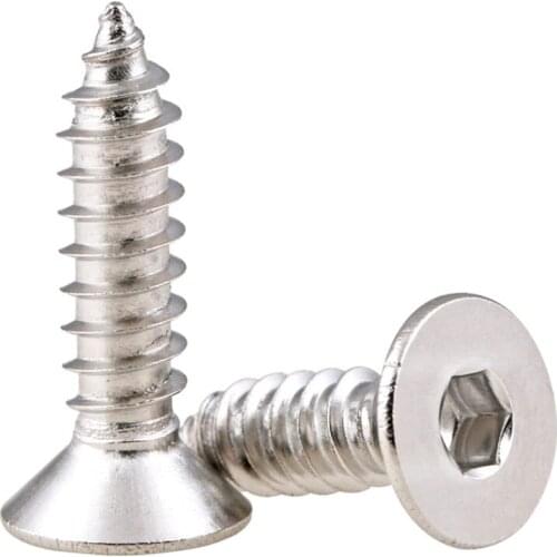 10pcs 304 Stainless Steel Countersunk Head Hexagonal Self Tapping Screw M5 M6 Flat Head Screws