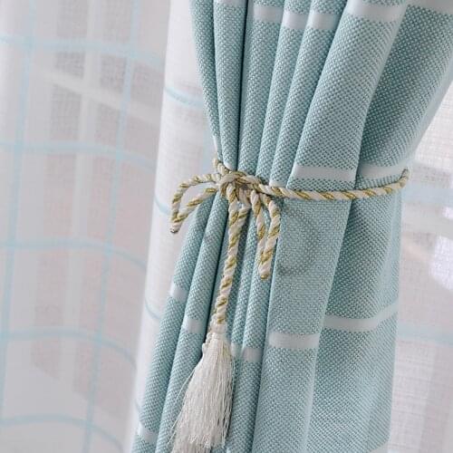 European and American style plaid design jacquard shading curtains for living room, bedroom window treatments high level