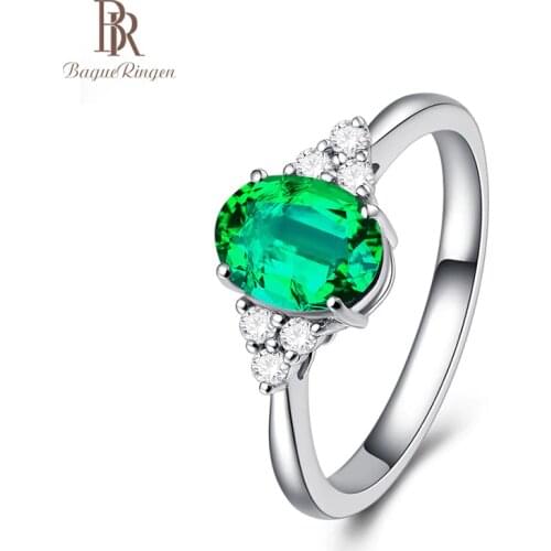 Bague Ringen 925 Sterling Silver Created Emerald Opening Adjustable Rings for Women Wedding Engagement Green Gemstone Ring Gift