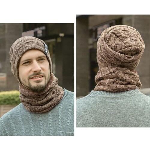 Winter Men Scarf Knitted Hat Caps Mask Gorras Bonnet Warm Baggy Winter Hats For Men Women Outdoor Sport Camping Ski Hiking Hats