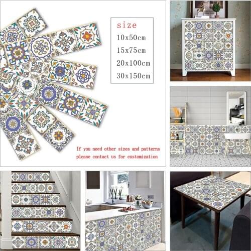 10/15/20/30cm Strip Tiles Wall Stickers Bathroom Kitchen Dining Tables Home Decoration Wallpaper Waterproof Vinyl Art Wall Decor