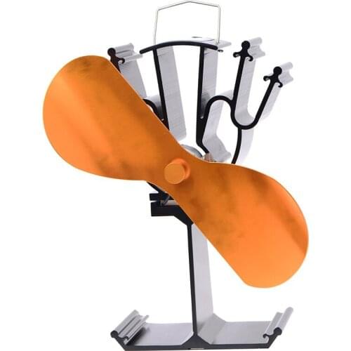 2 Blades Heat Powered Stove Top Fan For Wood / Log Burner/Fireplace - Eco Friendly( Gold)+Free Shipping