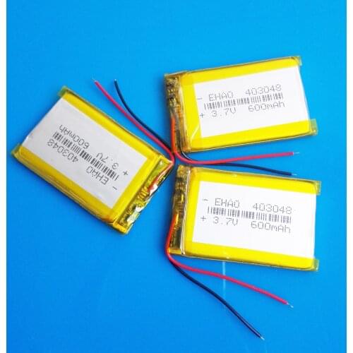 3 pcs 3.7V 600mAh 403048 lipo polymer lithium rechargeable battery for MP3 GPS navigator DVD recorder headset e-book camera