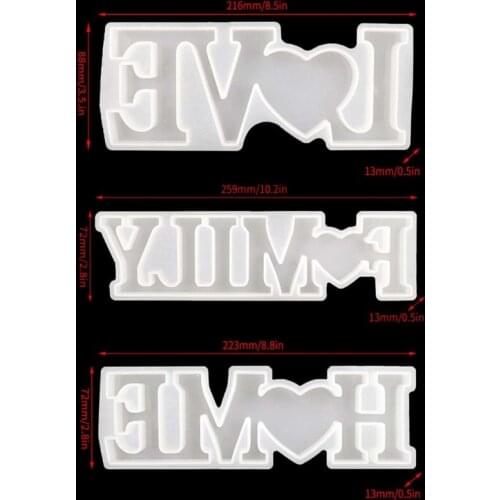 3 Pcs LOVE FAMILY HOME English Alphabet Decorations Crystal Epoxy Resin Mould