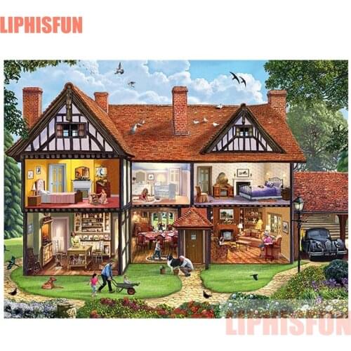 5d Diamond Painting Full Diamond Square Needlework Diamond Embroidery Pictures Of Rhinestones Countryside house