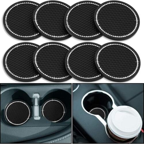 8 Pcs Bling Car Cup Holders Rhinestone Car Coasters Insert Mat Drink Coasters Crystal Vehicle Interior Accessories