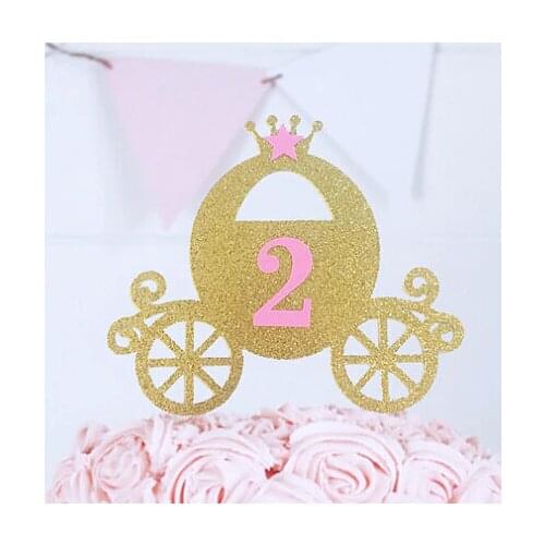 Acrylic Princess Carriage custom Age Birthday Cinderella Cake Topper tools wedding party decorations