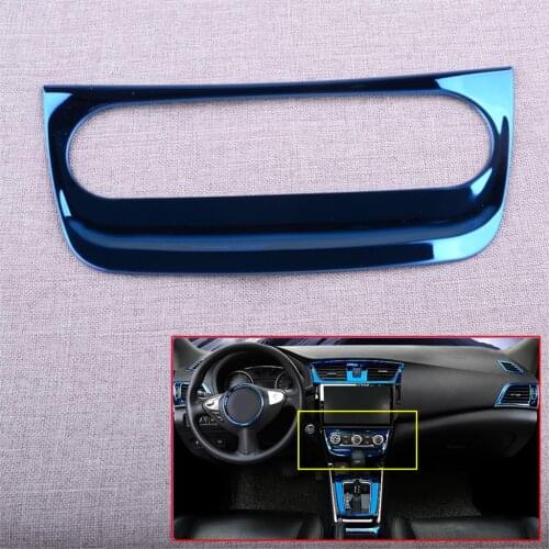 CITALL Console Center Air Condition Panel Frame Cover Trim Fit For Nissan Sentra 2016 2017 2018 2019 Blue Stainless Steel
