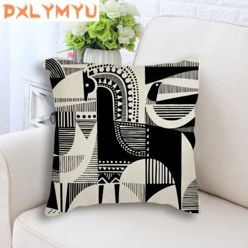 Black Simple Art African style Cushion Cover Sofa Throw Pillow Case Cotton Linen Cushion Cover Home Decor