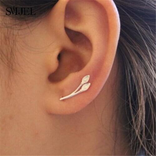 SMJEL Flower Ear Cuff, Lily Ear Climber, Ear Jacket crawler, Ear Jackets Sweep, Stud Earrings Pin, Single Stud Earring