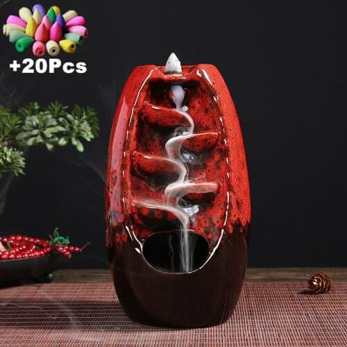 Home Decorations Lucky Feng Shui Ornaments Indoor Aromatherapy Waterfall Backflow Incense Burner +Gift 20Pcs Incense Cones