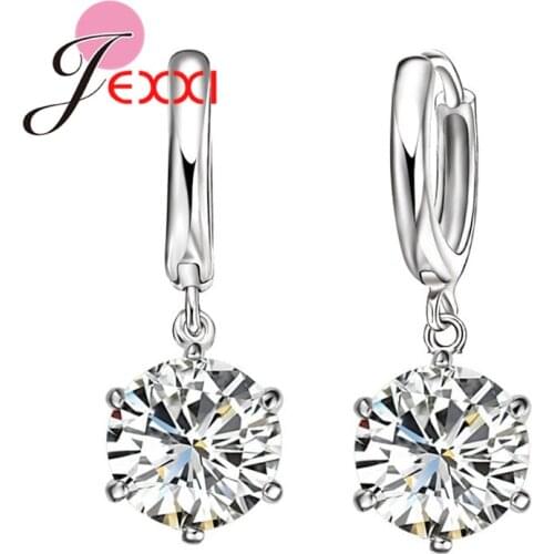 Hot Sale New women/girls sparking CZ 925 Sterling Silver pierced dangle earrings jewelry gifts 925 Sterling Silver earrings