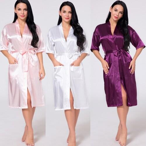 Summer New Imitation Silk Sexy Women Robe Pajamas Ladies Cardigan Short Sleeve Nightgown Kimono Bathrobe Home Clothes Sleepwear