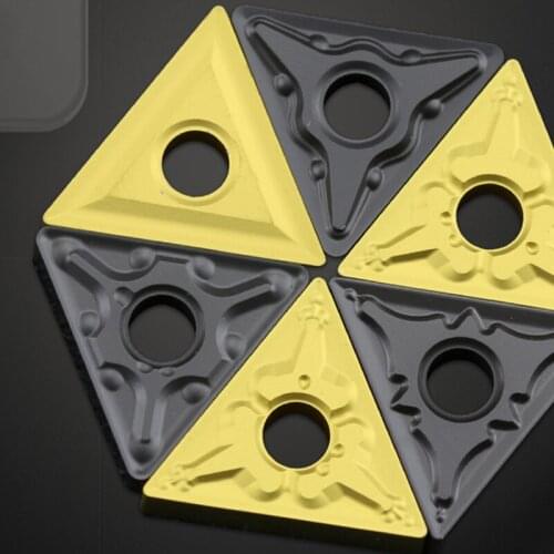 GULING 10PCS CNC turning blade outer circle TNMG160404/08/12 triangular double-sided inner hole hard machine tool clamping grain