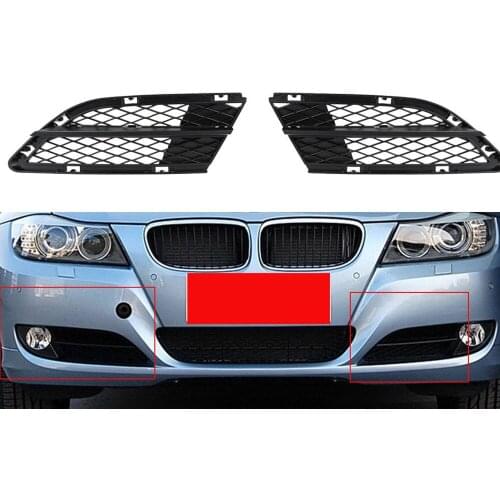JanDeNing 2pcs ABS Front Lower Bumper Fog Light Grill Cover Grille Trim For BMW E90 328i 2009-2012 LCI