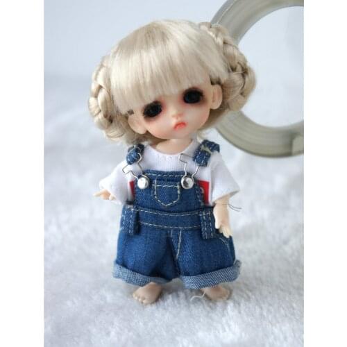JD156 3-4inch 9-10CM Celine Ballet Synthetic mohair tiny BJD wigs Lati White Doll accessories