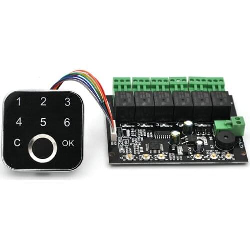 K219-B+G16 DC12V 6 Relays Output Admin/User Fingerprint Password Control Board For Access Control System