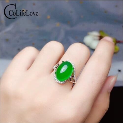 CoLife Jewelry 925 Silver Chalcedony Ring for Daily Wear 10*14 AAA Grade Natural Chalcedony Silver Ring Birthday Gift for Woman