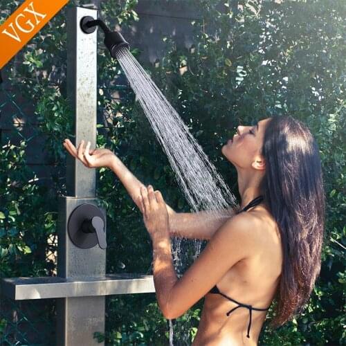 VGX Fixed Shower Head Set ,Rotated 360° Wall Mount for Family Bathroom, Beach, Leisure Places Brass Chrome Matt Black, S1001