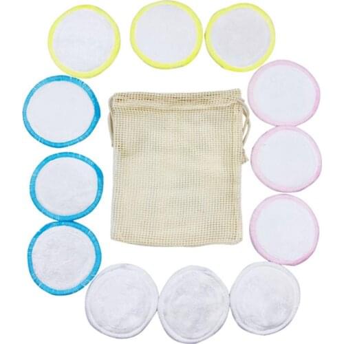12pcs/16pcs Makeup Remover Pad Reusable Bamboo Fiber Cotton Washable Pad For Facial Cleaning All Skin Types