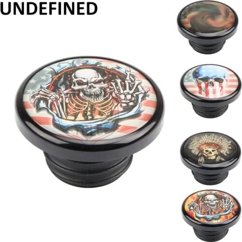 Motorcycle Fuel Tank Cap Flame Skull Vented Right Side Gas Cap Cover For Harley Sportster XL1200 883 Road King Dyna FXD Softail