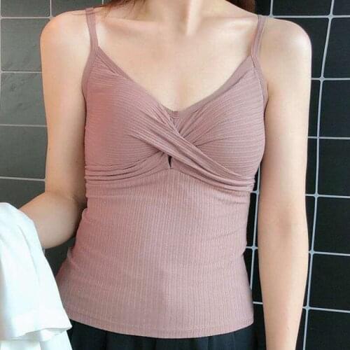 Sling Tank Tops Fashion Chic Cross Wrap Chest Wireless Bottoming Vest Womens Clothing Solid Color Camisole
