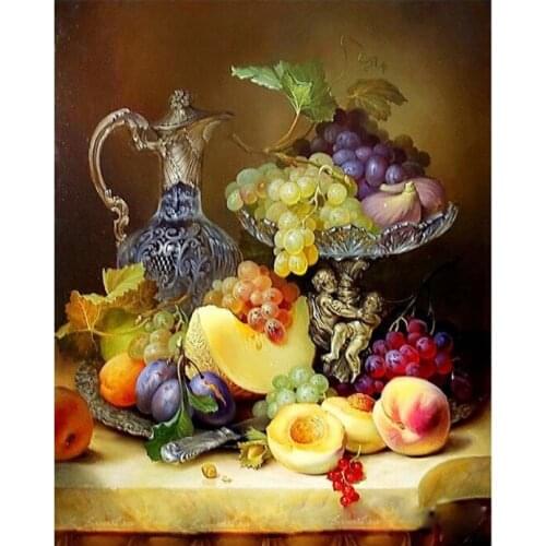 Painting By Numbers DIY Dropshipping 40x50 60x75cm Delicious fruit platter Still life Canvas Wedding Decoration Art picture Gift