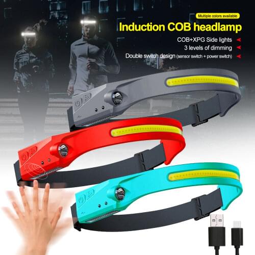 5 Mode 1000lm 2In1 COB+XPG LED Motion Sensor Headlamp Head Flashlight Torch USB Charging Waterproof Camping Headlight Work Light