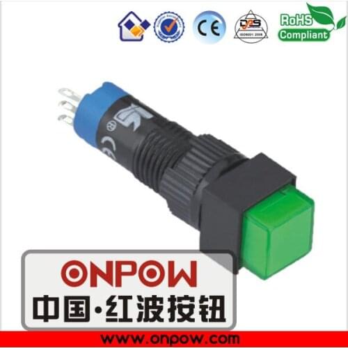 ONPOW 8mm 1NO1NC latching plastic square head push button switch LAS4F-11Z/G