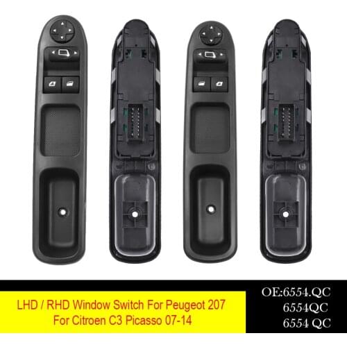 Front Left Hand Drive / Front Right Hand Drive Electric Master Power Window Control Switch Button For Peugeot 207 Citroen C3