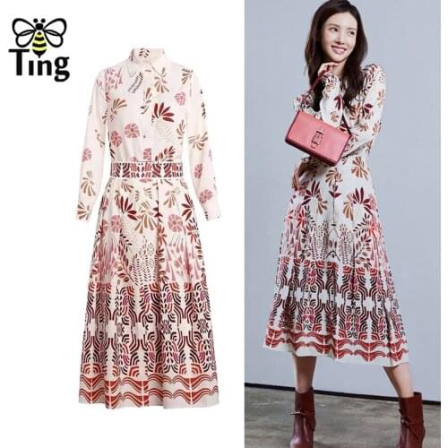 Tingfly Vintage Elegant Print A Line Dress Women Spring Summer Floral Midi Long Casual Dress Plus Size Vestido Elbise Zaful Chic