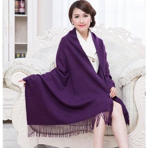 Purple Womens Autumn Winter Fashion 4 Ply 100% Wool Shawl Scarf Wrap Warm Free Shipping SSY0017