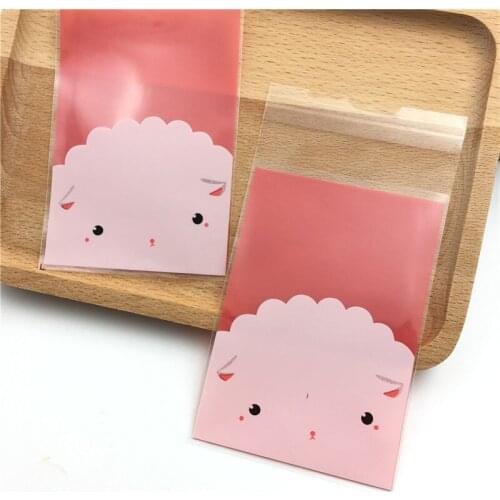 Wedding candy gift bag 100pcs/lot Lovely Sheep Cookie Packaging Bags Self-adhesiver Biscuits Snack Bag 10cm*7cm