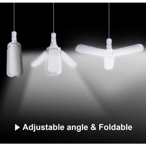 LED Garage Lights 3/4 Leaf Fan Blade Lights Daylight Light Bulbs Deformable Industrial Lighting Garage Ceiling Shop Home Lights